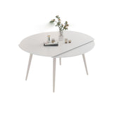 Modern Round Stone Dining Table Extendable for Small Spaces in White Clearhalo 'Dining Tables & Seating' 'Dining Tables' 'dining_table' 'furn' 'furn_dining_table' 'Furniture' 'Kitchen & Dining Furniture' 1200x1200_007ed26d-f70c-427d-85db-25e3ede2b48f
