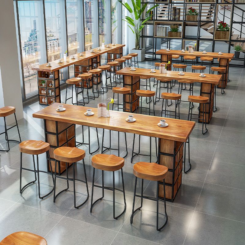 Industrial 1/2/9 Pieces Solid Wood Bar Table Set Fixed Counter Set for Home Use Clearhalo 'Bar Furniture' 'furn' 'furn_home_bar_bar_sets' 'Furniture' 'Home Bars & Bar Sets' 'home_bar_bar_sets' 'Kitchen & Dining Furniture' 1200x1200_007f9e88-6e8b-47ff-ba67-7fc55d12173e