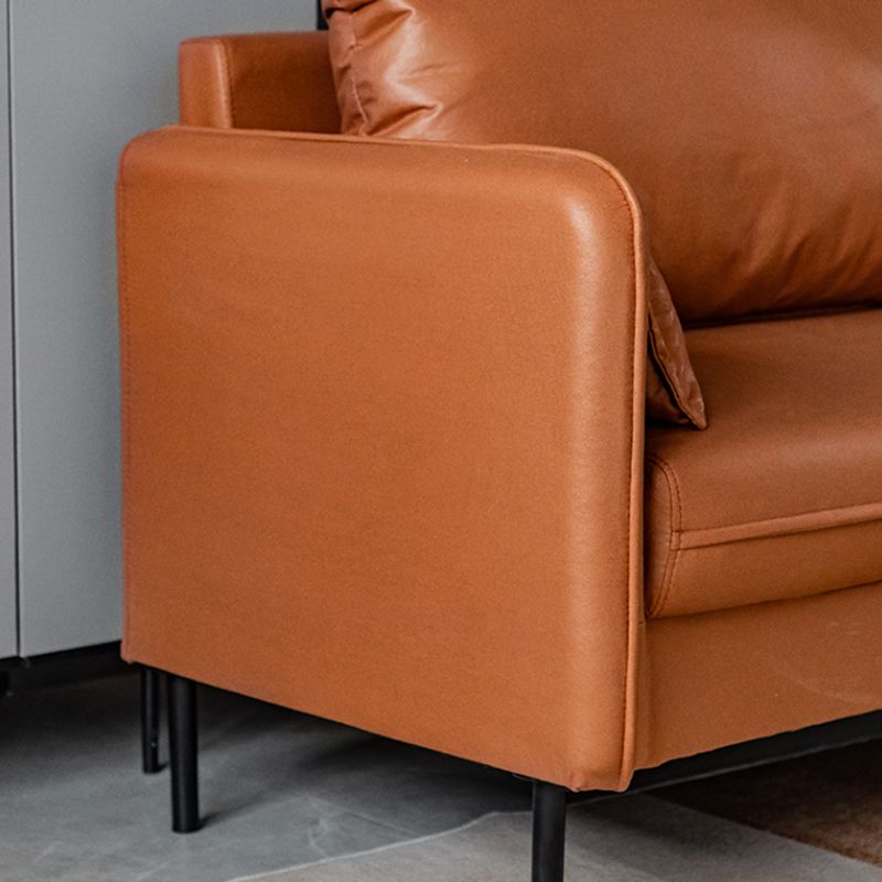 Quadratarm Faux Ledersofa Id Century Lose Rücken -Einzelkissen -Sofa