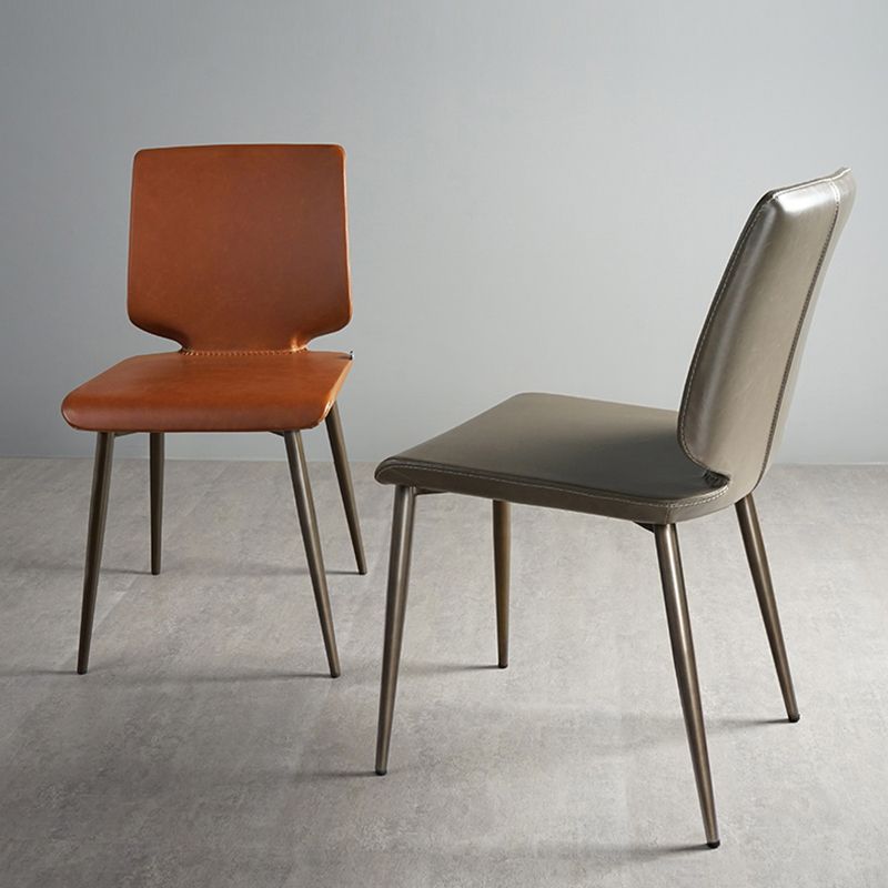 Contemporary Style Leather Dining Chairs Armless Solid Back Chair for Kitchen Clearhalo ' kitchen&dining_furn' 'Dining Chairs' 'Dining Tables & Seating' 'dining_chair' 'furn' 'furn_dining_chair' 'Furniture' 'furniture_dining_chair' 'Kitchen & Dining Furniture' 'kitchen' 1200x1200_00828f38-af2c-4b55-b982-94d32eadaecb