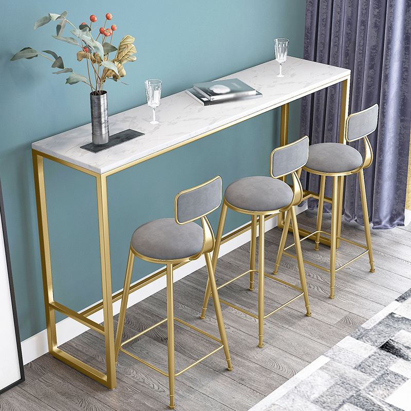 Glam Rectangle Faux Marble Pub Bar Table Iron Bar Dining Table with Trestle Pedestal Clearhalo 'Bar Furniture' 'Bar Tables' 'bar_tables' 'furn' 'furn_bar_tables' 'Furniture' 'furniture_bar_tables' 'Kitchen & Dining Furniture' 'kitchen&dining_furn' 'kitchen' 1200x1200_008401c1-b17f-44e9-8de5-d588b031c944