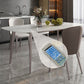 Glam Style Furniture Rectangle Stone Dining Room Table in White