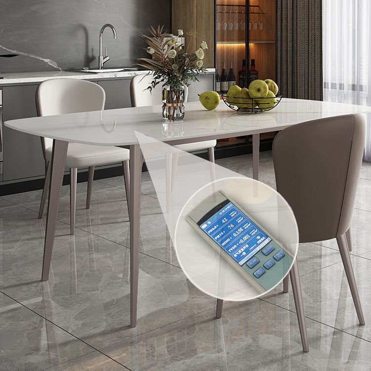 Glam Style Furniture Rectangle Stone Dining Room Table in White