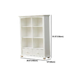 Modern Solid Wood Bookcase, White, Geometric Bookshelf for Bedroom