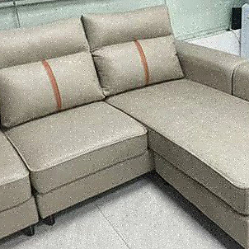 Modern Faux Leather Square Arm Sectional Pillowed Back Cushions Sofa and Chaise Clearhalo 'furn' 'furn_sectionals' 'Furniture' 'furniture_sectionals' 'kitchen' 'kitchen_sectionals' 'Living Room Furniture' 'Sectionals' 1200x1200_008a3bc6-d742-4d7c-a1bc-a75f7292d753