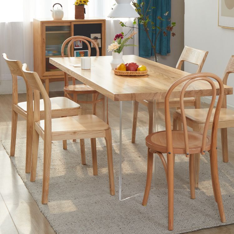 Natural Finish Dining Table Set with Acrylic Base 1/2/5/7 Pcs Ash Wood Dinette Set Clearhalo 'Dining Room Sets' 'Dining Tables & Seating' 'dining_room_set' 'furn' 'furn_dining_room_set' 'Furniture' 'Kitchen & Dining Furniture' 1200x1200_008d2a56-b122-4e58-b604-9bf59f3052c2