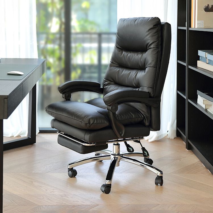 Faux Leather Swivel Office Chair Chrome Frame with Footrest Managers Chair Clearhalo 'furn' 'furn_office_chair' 'Furniture' 'Office Chairs' 'Office Furniture' 'office_chair' 1200x1200_0090c888-3524-4d51-99cc-a515e49f70f3