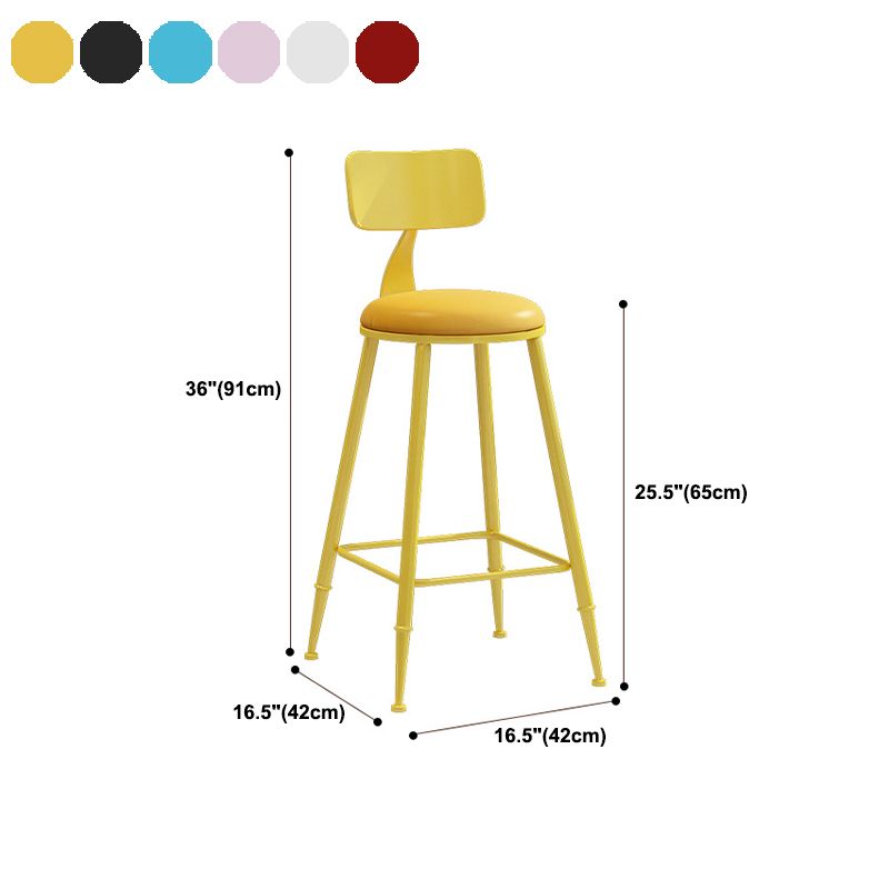 Contemporary Metal Stool PU Leather Barstools in Matte Finish for Indoor