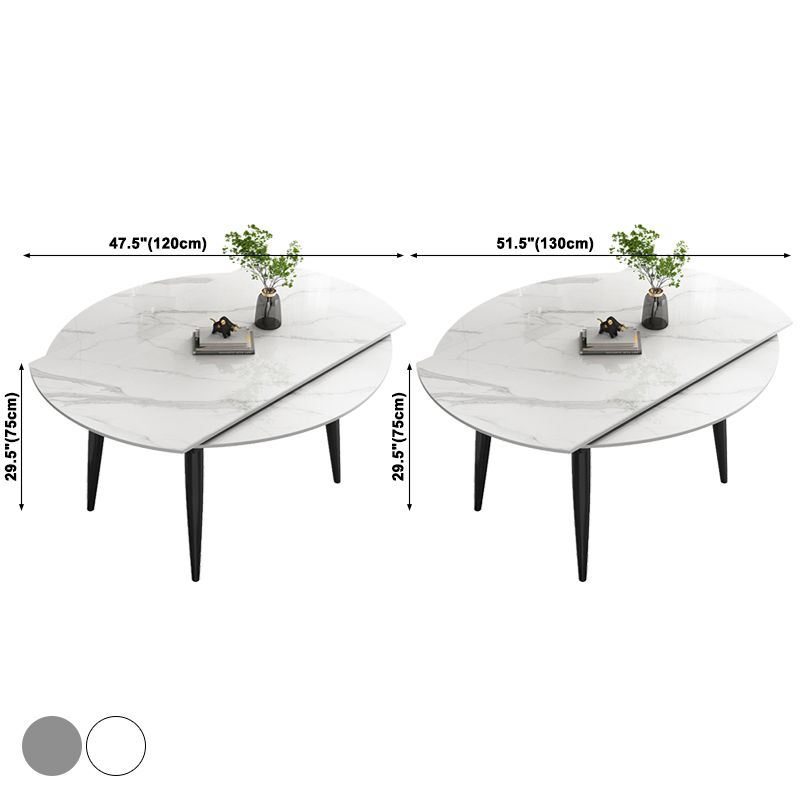 Extendable Sintered Stone Top Dining Table Round Table with Metal 4 Legs Clearhalo ' dining_table' 'Dining Tables & Seating' 'Dining Tables' 'furn' 'furn_dining_table' 'Furniture' 'furniture_dining_table' 'Kitchen & Dining Furniture' 'kitchen&dining_furn' 'kitchen' 'kitchen_dining_table' 1200x1200_00977f36-4426-41eb-ad84-60185bb4a5d5