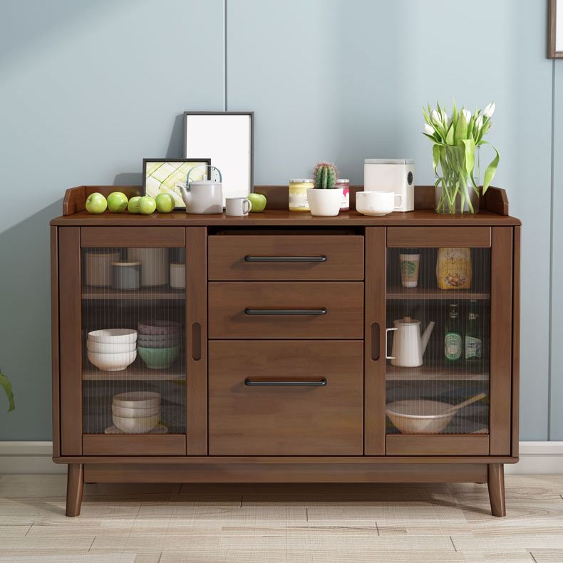 Rubber Wood Dining Server Contemporary Living Room Sideboard with Door Clearhalo 'buffet_sideboard' 'Buffets & Sideboards' 'furn' 'furn_buffet_sideboard' 'Furniture' 'Kitchen & Dining Furniture' 1200x1200_00978aa7-5372-48ba-b2da-129e364f036c