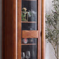 Traditional Glass Doors Display Stand Rubberwood Hutch Cabinet for Living Room