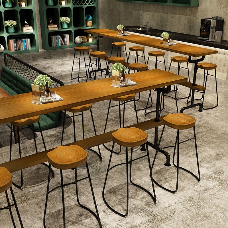 Brown Industrial Style Bar Table Solid Wood Casual Bar Table with Metal Base Clearhalo 'Bar Furniture' 'Bar Tables' 'bar_tables' 'furn' 'furn_bar_tables' 'Furniture' 'furniture_bar_tables' 'Kitchen & Dining Furniture' 1200x1200_009841c3-2243-499f-97e5-4aa4a33b5e10