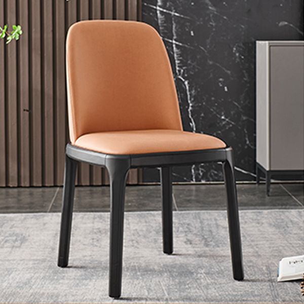 Contemporary Style Dining Chair Solid Back Dining Armless Side Chair with Wooden Legs