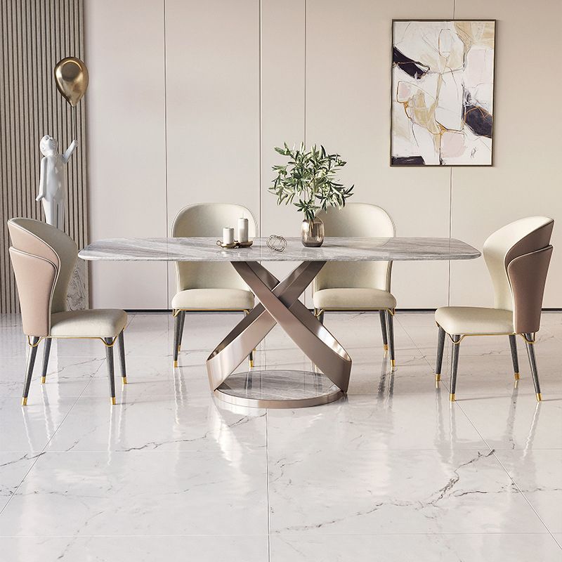 Glam Style Rectangle Sintered Stone Dining Set 1/4/5/7 Pieces Dining Set Clearhalo 'Dining Room Sets' 'Dining Tables & Seating' 'dining_room_set' 'furn' 'furn_dining_room_set' 'Furniture' 'Kitchen & Dining Furniture' 1200x1200_00989760-659d-4a83-9be5-78440cacba9f