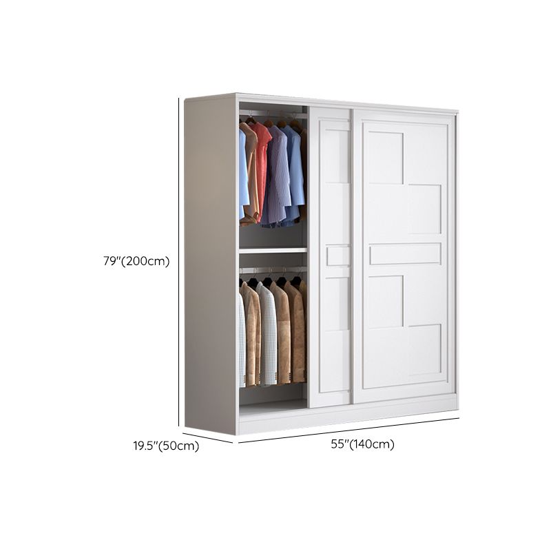 Modern Freestanding Wardrobe Armoire, 2-door Manufatured Armoire with Shelves in White Clearhalo 'Armoires & Wardrobes' 'armoires_wardrobes' 'Bedroom Furniture' 'furn' 'furn_armoires_wardrobes' 'Furniture' 1200x1200_00990231-8d20-4e83-87ef-2a8ca9cfcf13