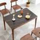 Stone Top Dining Table Traditional Luxury Rectangle Table with 4 Wood Legs