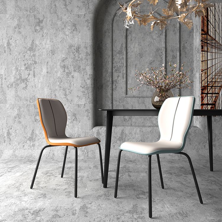 Industrielle Indoor -Kunstlederpolsterer Parsons Armless Dining Stuhl