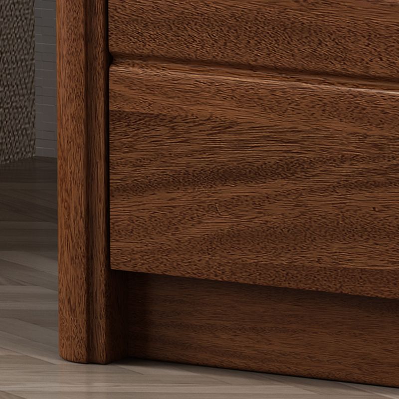 Table de nuit de nuit de nuit de 27 pouces H en bois massif moderne à 3 tirages en marron