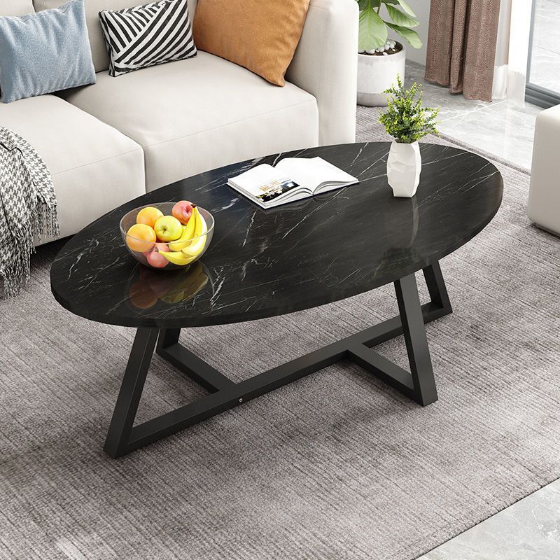 Glass Open Shelf Cocktail Table Oval Minimalist Modern Coffee Table Clearhalo 'Coffee & Accent Tables' 'Coffee Tables' 'coffee_tables' 'furn' 'furn_coffee_tables' 'Furniture' 'Living Room Furniture' 1200x1200_009d58a8-b55f-4691-8e8b-61d5a1cd2fcc