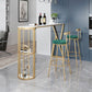 Stone Indoor Glam Bar Dining Table Gold Iron Double Pedestal Bistro Table with Shelve Clearhalo 'Bar Furniture' 'Bar Tables' 'bar_tables' 'furn' 'furn_bar_tables' 'Furniture' 'furniture_bar_tables' 'Kitchen & Dining Furniture' 'kitchen&dining_furn' 'kitchen' 1200x1200_009df746-af86-4b39-8da5-cbfb39001e14
