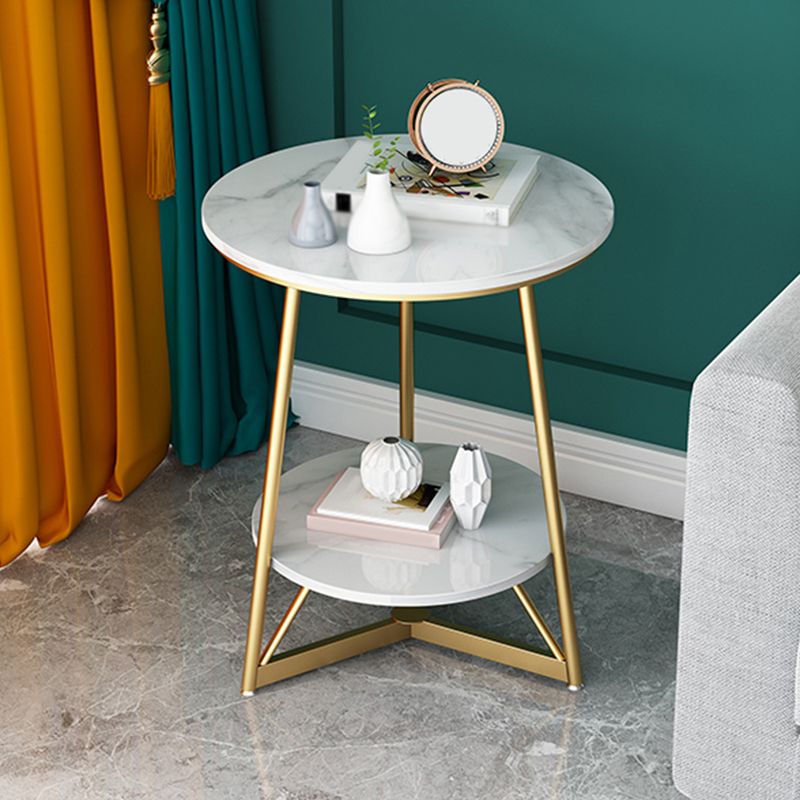 23.6" Tall Modern Round Slate Top Side Table Metal Cross-leg End Table with Shelf Clearhalo 'Coffee & Accent Tables' 'End & Side Tables' 'end_side_tables' 'furn' 'furn_end_side_tables' 'Furniture' 'Living Room Furniture' 1200x1200_009e2395-52ec-4ccd-b42b-70cbd80b8262