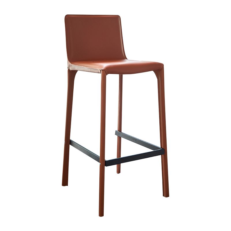 Faux Leather Armless Bar Stool Nordic Style Low Back Bar Stools for Living Room
