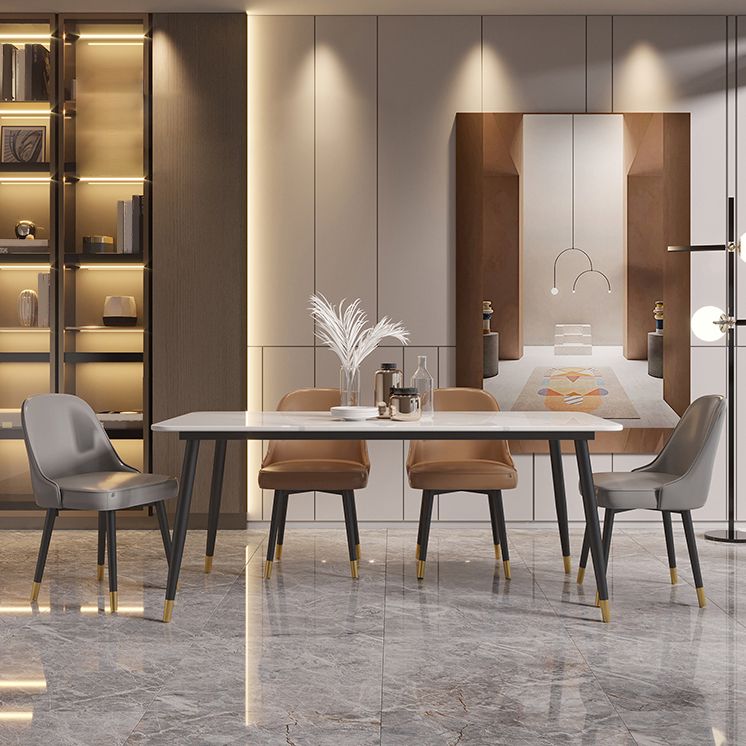 Table à manger en pierre fritrée blanche