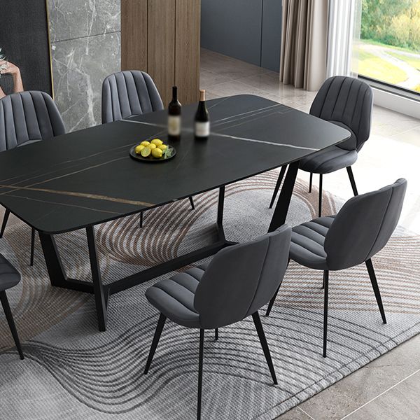Modern 1/4/5/7 Pieces Black Dining Set Sintered Stone Dining Table Set with Leather Chairs Clearhalo 'Dining Room Sets' 'Dining Tables & Seating' 'dining_room_set' 'furn' 'furn_dining_room_set' 'Furniture' 'furniture_dining_room_set' 'Kitchen & Dining Furniture' 'kitchen&dining_furn' 'kitchen' 1200x1200_009fc0e3-b752-4921-b9a2-50cf07b18635