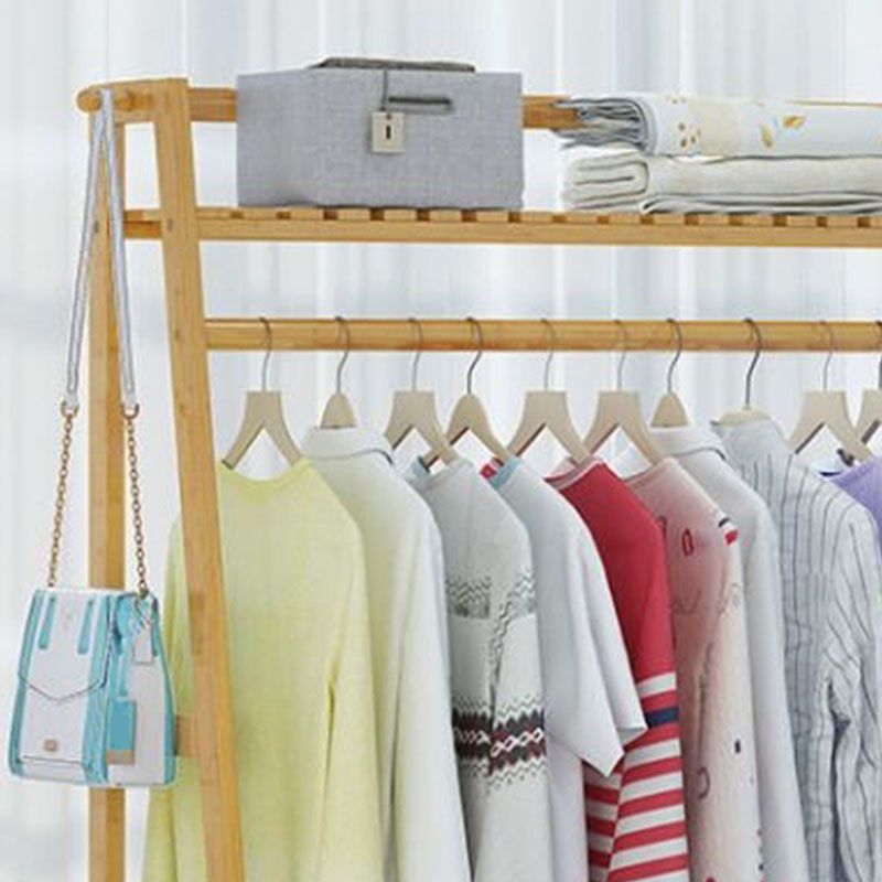 Zeitgenössischer Hall -Stand Bambusholzregale mit freistehendem Kleidungsstange