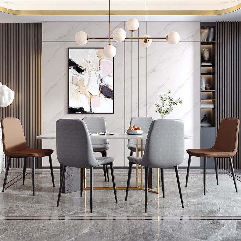 Industrial Metal Dining Room Chair PU Leather Armless Chairs for Home Use (Set of 4) Clearhalo ' kitchen&dining_furn' 'Dining Chairs' 'Dining Tables & Seating' 'dining_chair' 'Furniture' 'furniture_dining_chair' 'Kitchen & Dining Furniture' 'kitchen' 1200x1200_00a43687-088c-466f-87ac-2fb32cf85382