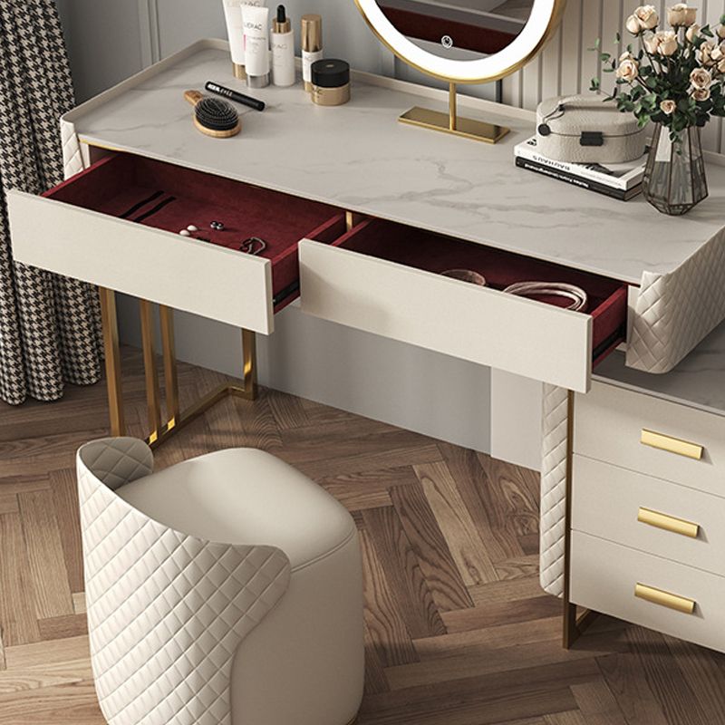 Glam Stone Top Vanity Makeup Table Set Wooden 5-Drawers Dressing Table Clearhalo 'Bedroom Furniture' 'furn' 'furn_makeup_vanities' 'Furniture' 'Makeup Vanities' 'makeup_vanities' 1200x1200_00a4de8d-3f8c-499f-bef4-7efce3b4ea2b