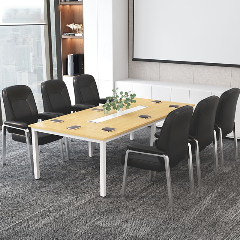 Modern Office Chair No Wheels Leather Desk Chair for Meeting Room