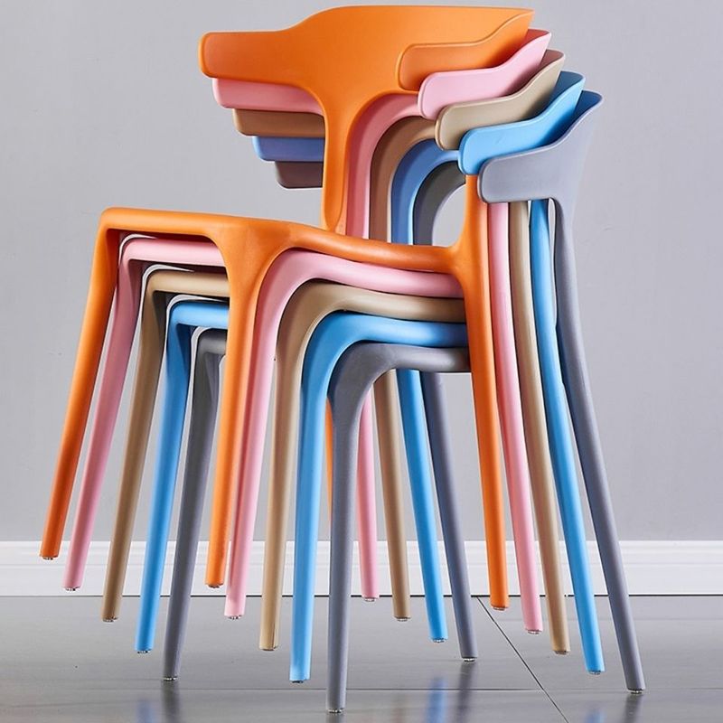 Scandinavian Home Stacking Arm Chair Matte Finish Plastic Dining Chair Clearhalo 'Dining Chairs' 'Dining Tables & Seating' 'dining_chair' 'furn' 'furn_dining_chair' 'Furniture' 'Kitchen & Dining Furniture' 1200x1200_00a73078-8c81-4f7f-8256-3e5fbfec8bee