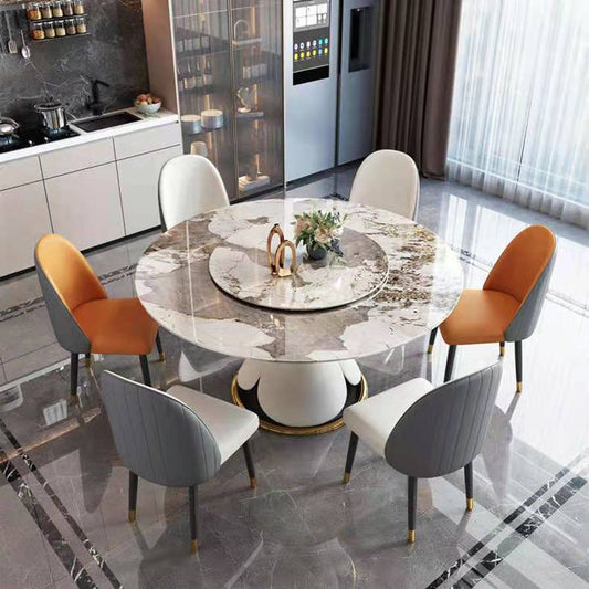 Metal Glam Style Round Dining Table Sintered Stone Top Table for Dining Room Clearhalo 'Dining Tables & Seating' 'Dining Tables' 'dining_table' 'furn' 'furn_dining_table' 'Furniture' 'furniture_dining_table' 'Kitchen & Dining Furniture' 'kitchen' 'kitchen_dining_table' 1200x1200_00a86f10-55f0-495c-b069-5645eb4b68ed
