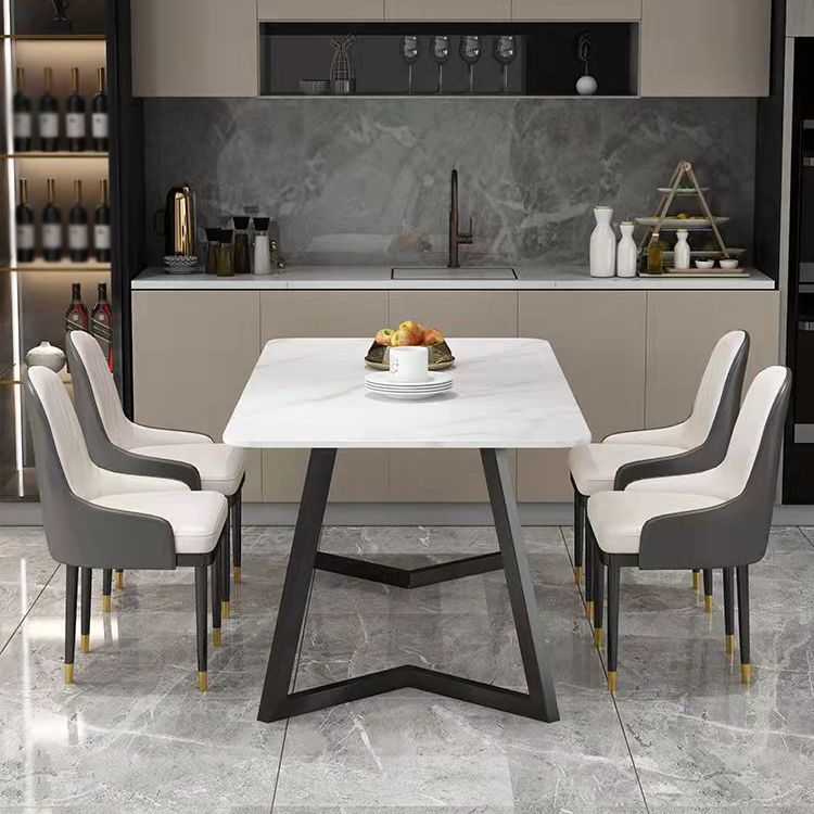 Modern 1/4/5/7 Pieces Dining Set Sintered Stone Dining Table with Leather Chairs Clearhalo 'Dining Room Sets' 'Dining Tables & Seating' 'dining_room_set' 'furn' 'furn_dining_room_set' 'Furniture' 'furniture_dining_room_set' 'Kitchen & Dining Furniture' 'kitchen&dining_furn' 'kitchen' 1200x1200_00a89fca-ed10-46bb-99fd-6ad553446eb1