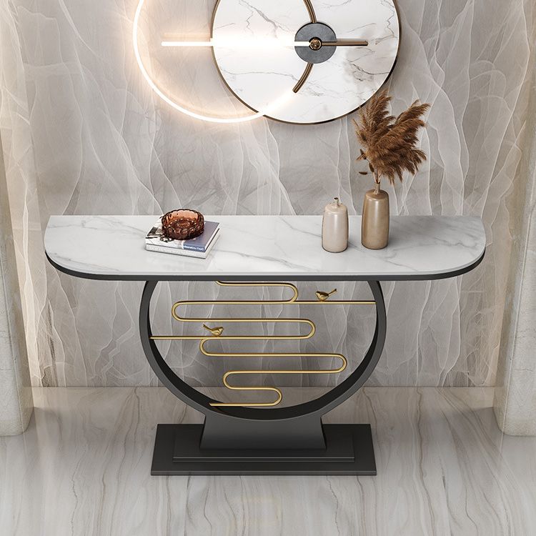 Tavolo da console in pietra glam 12 "W tavolo di accento resistente alla macchia mezzano per la sala