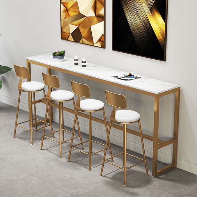 White Glam Style Bar Table in Iron Top and Faux Marble Milk Tea Shop Bar Table Clearhalo 'Bar Furniture' 'Bar Tables' 'bar_tables' 'furn' 'furn_bar_tables' 'Furniture' 'furniture_bar_tables' 'Kitchen & Dining Furniture' 1200x1200_00ab1f93-45fe-4b87-ad8c-1bb507f32b62