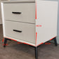 Rectangular Two Drawer Nightstand Modern Night Table with Metal Legs