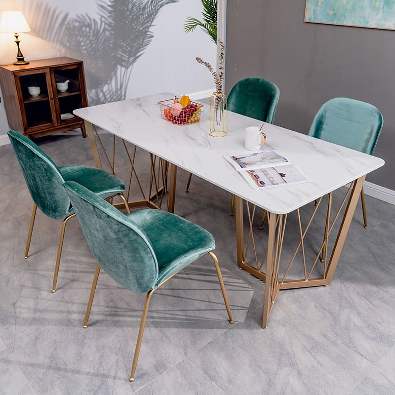 Contemporary Rectangle Dinette Set 1/2/4/5/7 Pieces White Marble Dining Table Set Clearhalo 'Dining Room Sets' 'Dining Tables & Seating' 'dining_room_set' 'furn' 'furn_dining_room_set' 'Furniture' 'Kitchen & Dining Furniture' 1200x1200_00ab726a-e4d2-4a09-959b-50dd0fd01fac