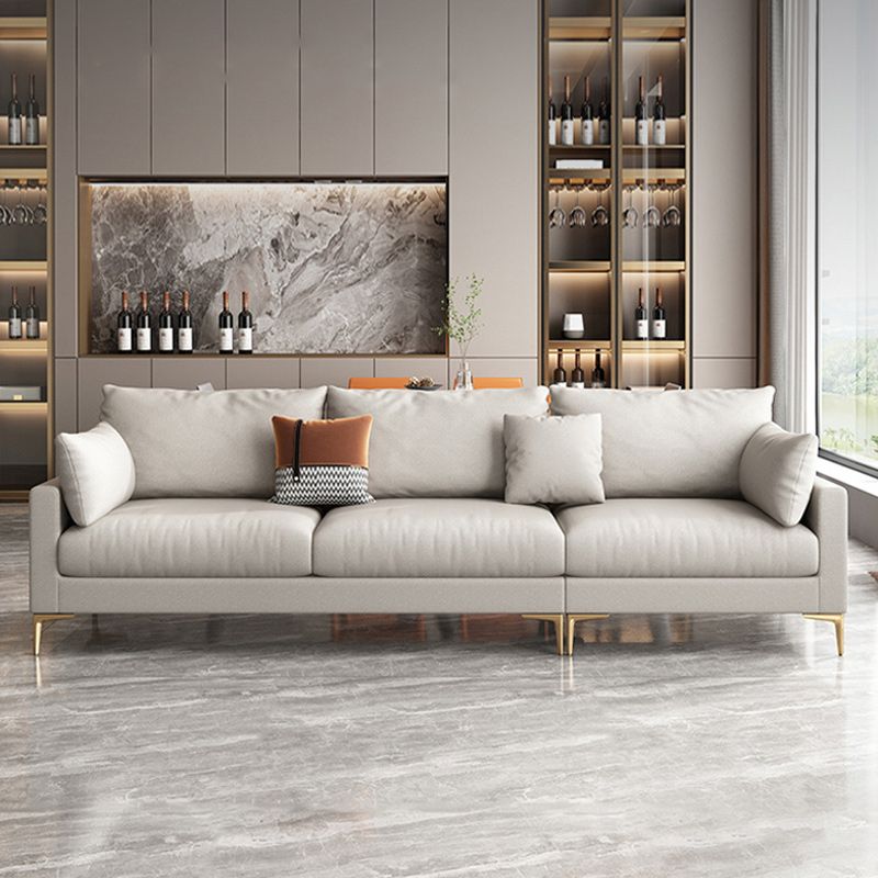 Sofá de brazo cuadrado contemporáneo resistente a las manchas de cuero sintética