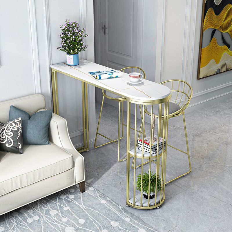 Artificial Marble Oval Bar Table 42-inch Height Top Glam Style Bistro Table Clearhalo 'Bar Furniture' 'Bar Tables' 'bar_tables' 'furn' 'furn_bar_tables' 'Furniture' 'furniture_bar_tables' 'Kitchen & Dining Furniture' 1200x1200_00ad38ad-f2ce-4d6c-b1b9-d7c38c74b9a9