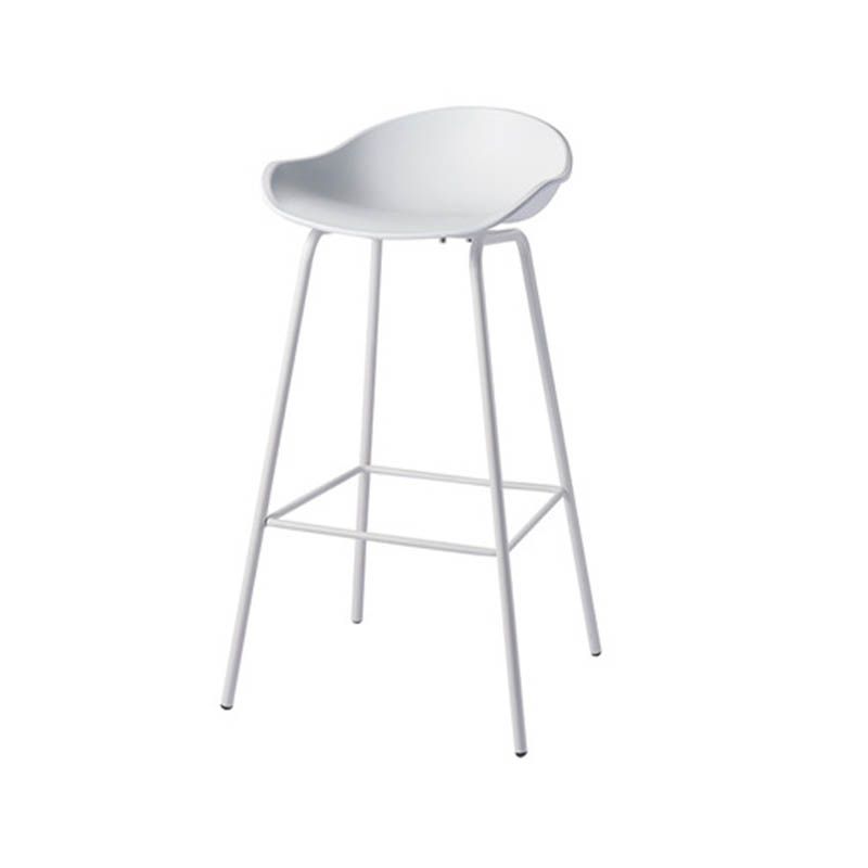 Contemporary Bucket Low Back Plastic Bar Stools with Metal Base