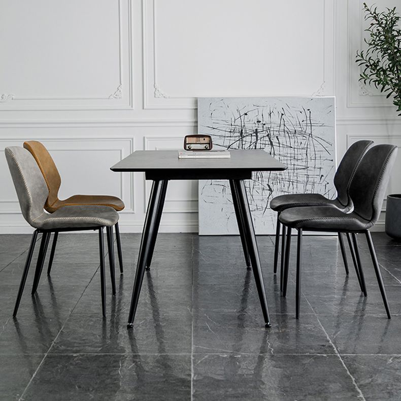 Modern Metal Dining Side Chair Solid Back Dining Armless Chair for Restaurant Use Clearhalo ' kitchen&dining_furn' 'Dining Chairs' 'Dining Tables & Seating' 'dining_chair' 'furn' 'furn_dining_chair' 'Furniture' 'furniture_dining_chair' 'Kitchen & Dining Furniture' 'kitchen' 1200x1200_00affcc5-9a50-43c5-9661-3b942b3f2f92