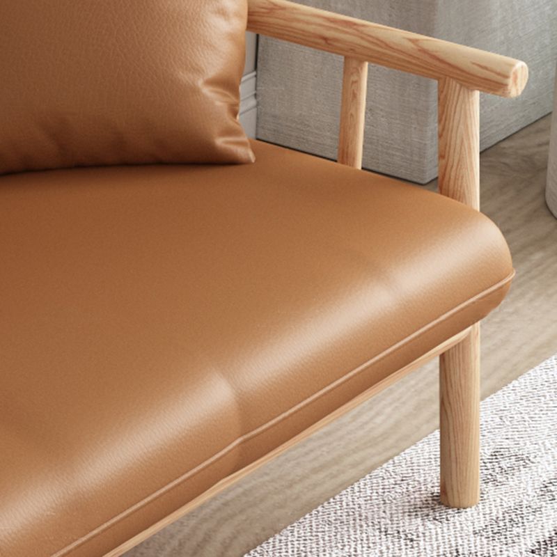 Stationary Leather Living Room Sofa Tuxedo Arm Settee in White/Brown Clearhalo 'furn' 'furn_sofas' 'Furniture' 'furniture_sofas' 'Living Room Furniture' 'Sofa' 'sofas' 1200x1200_00b0ef60-706a-46c8-9281-e93b52c3e650