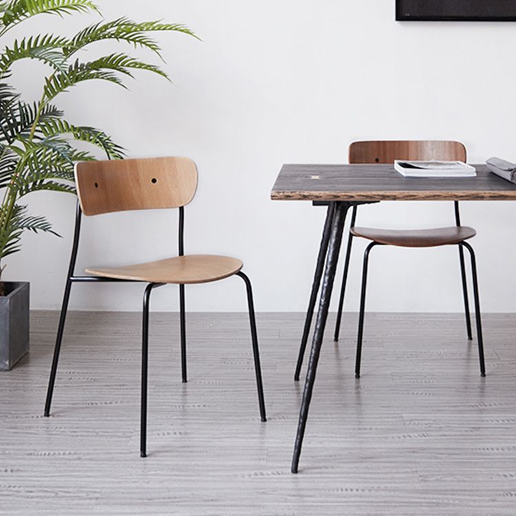 Modern Milk Tea Shop Open Back Side Chair Wood Dining Chair with Black Legs Clearhalo ' kitchen&dining_furn' 'Dining Chairs' 'Dining Tables & Seating' 'dining_chair' 'furn' 'furn_dining_chair' 'Furniture' 'furniture_dining_chair' 'Kitchen & Dining Furniture' 'kitchen' 1200x1200_00b22150-1d2b-4158-b74f-3c1f28828d59