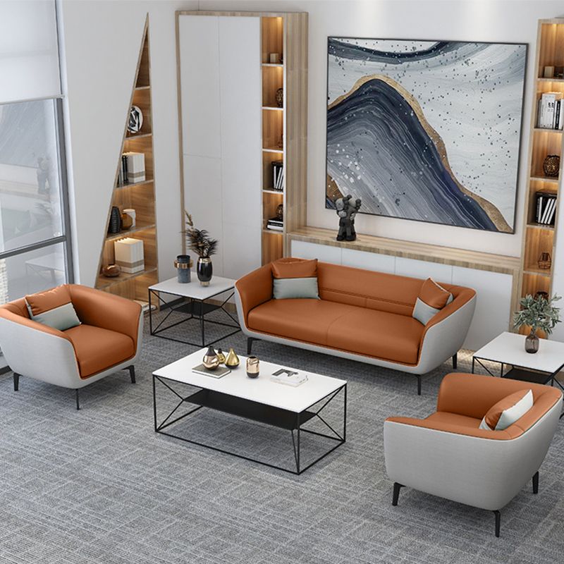 Faux lederen strakke achterbank bank standaard wijd uitlopende armbankbank