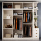 White Wardrobe Closet Engineered Wood Wardrobe Armoire with Garment Rod