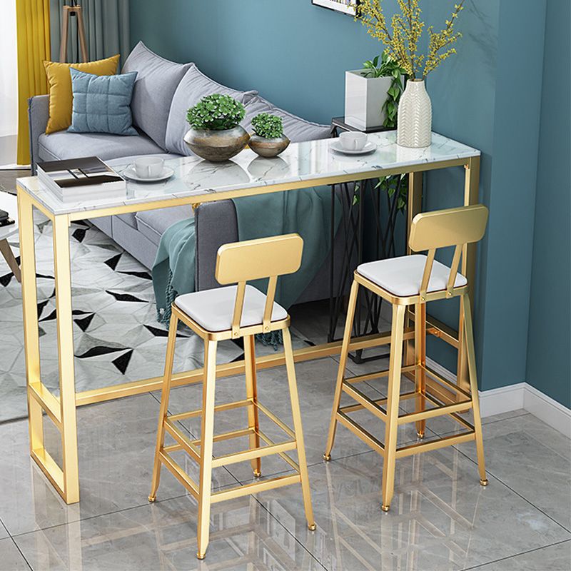 Glam Bar-height Table Faux Marble and White Bar Table for Patio Use Clearhalo 'Bar Furniture' 'Bar Tables' 'bar_tables' 'furn' 'furn_bar_tables' 'Furniture' 'Kitchen & Dining Furniture' 1200x1200_00b92f2c-d023-4936-9602-79a093035ac8