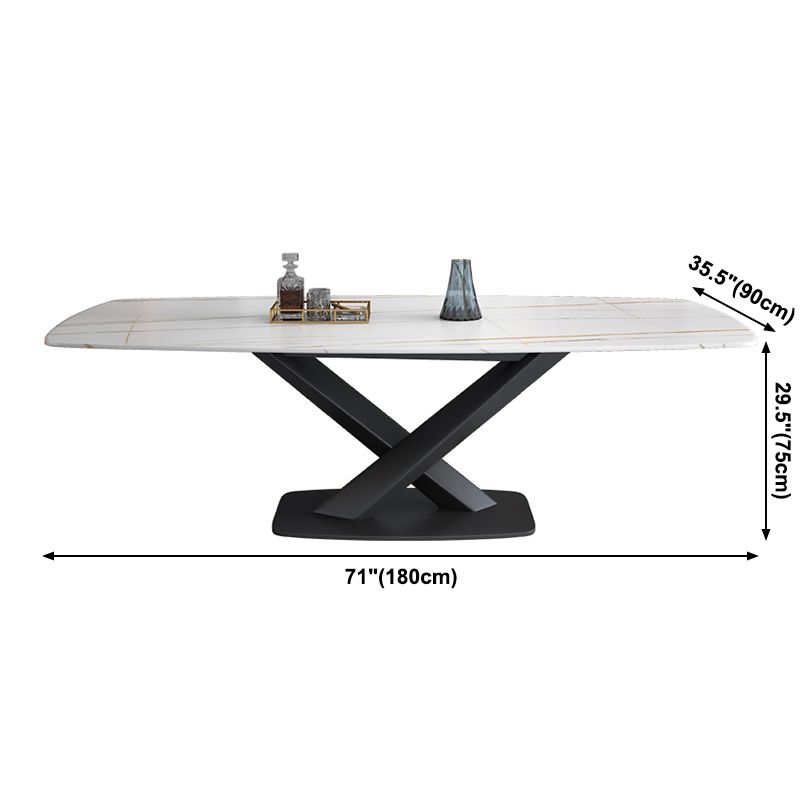 Sintered Stone Top Dining Table Modern Rectangle Table with Metal Pedestal Clearhalo ' dining_table' 'Dining Tables & Seating' 'Dining Tables' 'furn' 'furn_dining_table' 'Furniture' 'furniture_dining_table' 'Kitchen & Dining Furniture' 'kitchen&dining_furn' 'kitchen' 'kitchen_dining_table' 1200x1200_00ba82ab-503a-4683-9957-09e4891a4551
