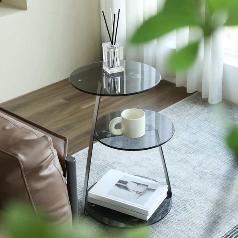 Modern Corner Table Round 3-Tier Side End Table with Storage